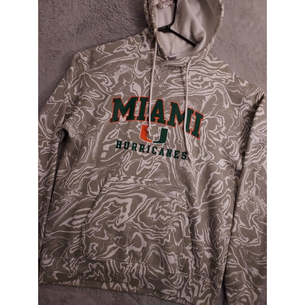 Miami Hurricanes Hoodie Mens Medium Geometric Champion Fleece Drawstring NCAA M